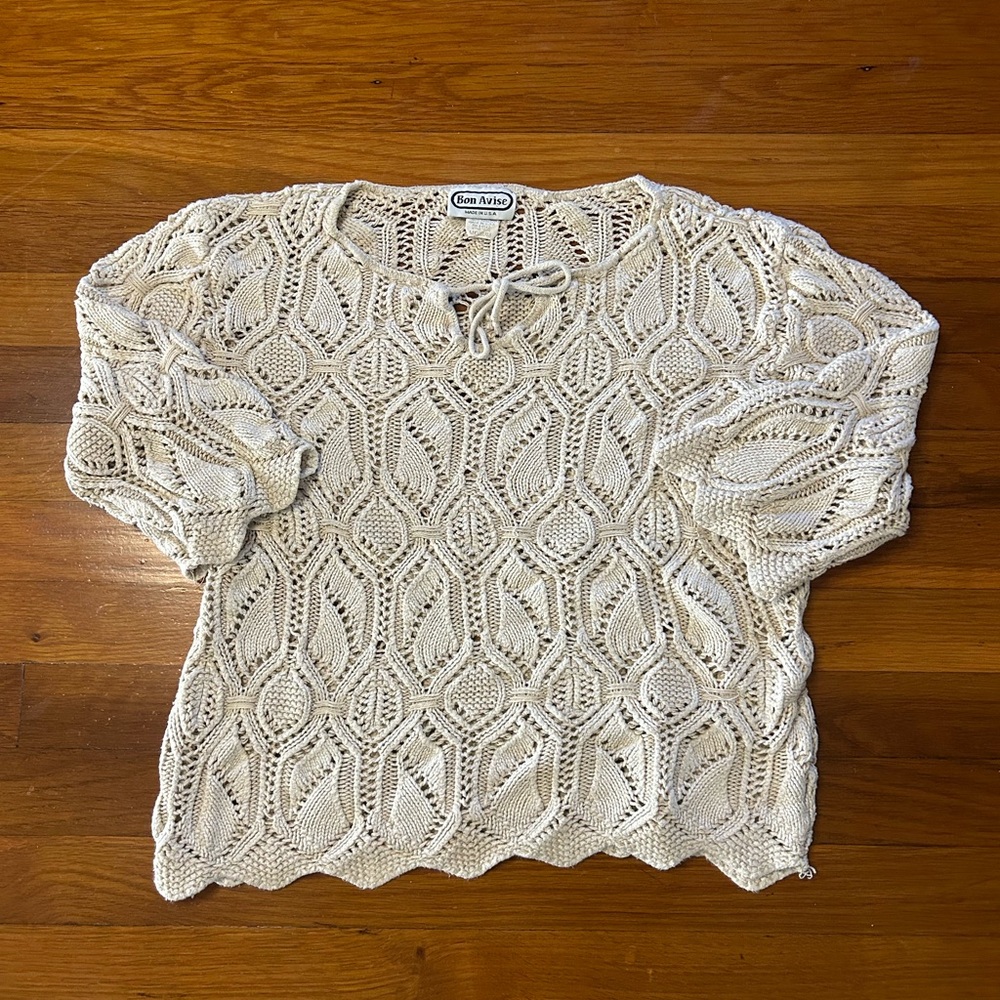 Vintage 90s Bon Avise Cream Knit Top
